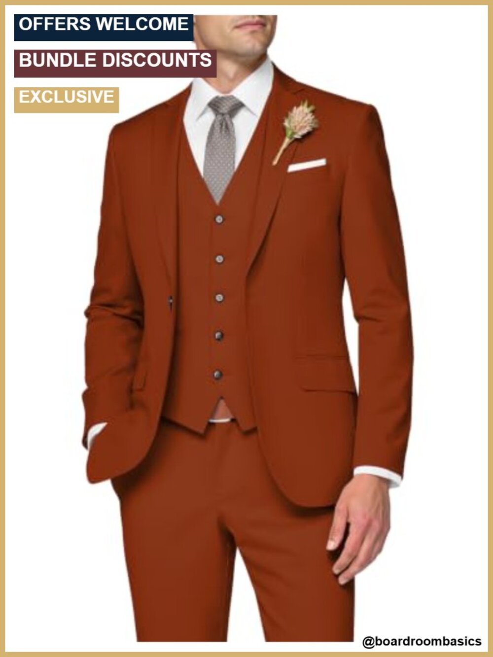 Men's Slim Fit 3 Piece Suit Set One Button Jacket Vest Pants Wedding Formal